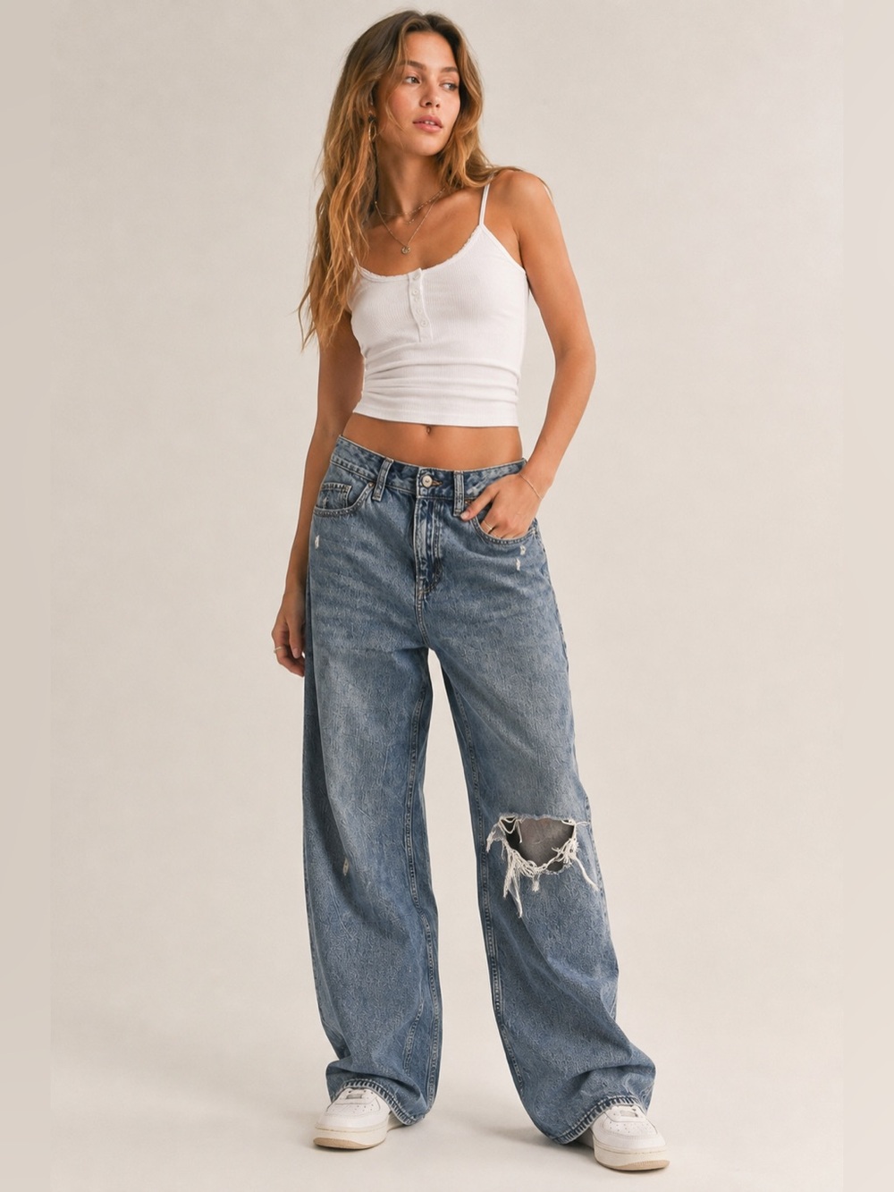 Hollister women’s distressed high-rise vintage baggy jeans 25/1R